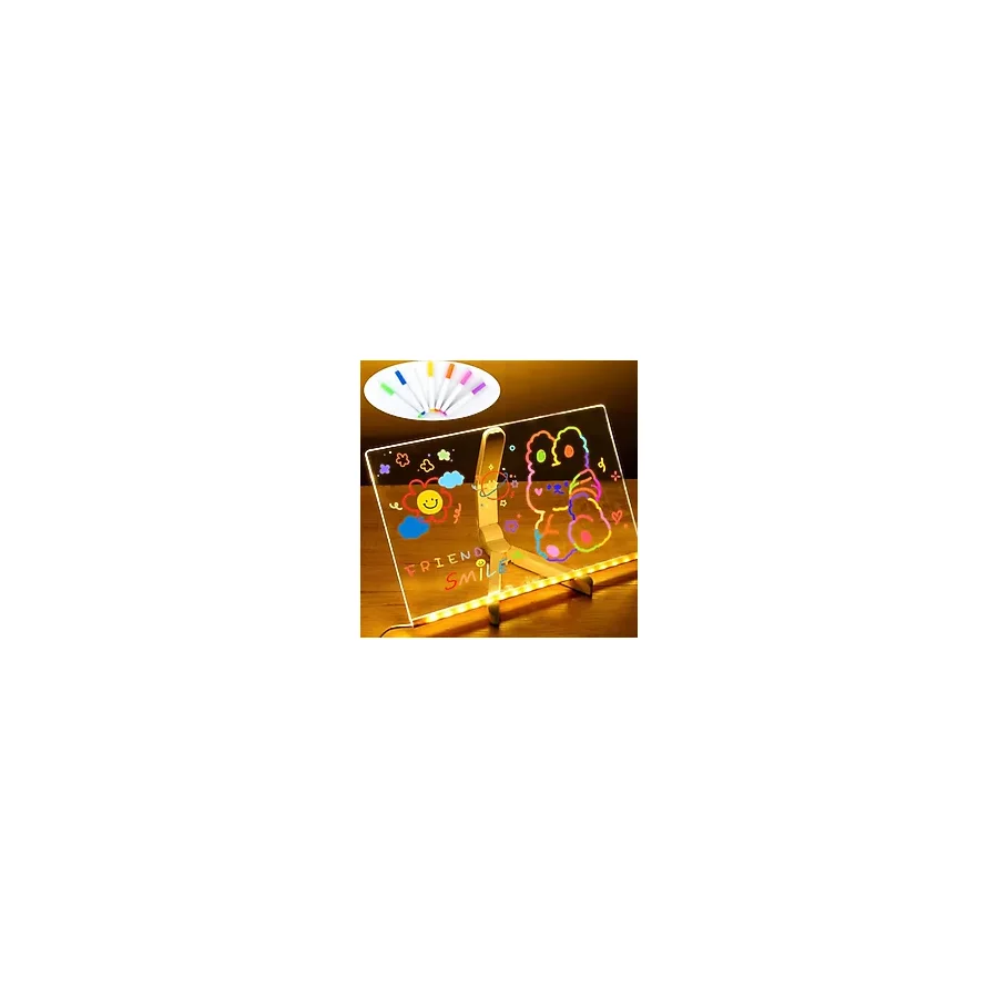 Bakgelal LED Işıklı Yazı ve Çizim Panosu, Silinebilir Fosforlu Kalemli, Işıklı Not Tahtası, Led'li Çocuk Çizim Panosu, Işıklı Mesaj Tahtası, Led'li Çizim Panosu 30X20 cm - 20x30 cm
