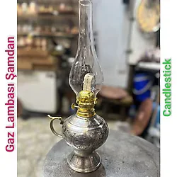 Bakır gaz lambası Şamdan Dekoratif Antik Bakır Osmanlı Gaz lambası Portatif Nostaljik Gaz Lambası Şamdan beyaz