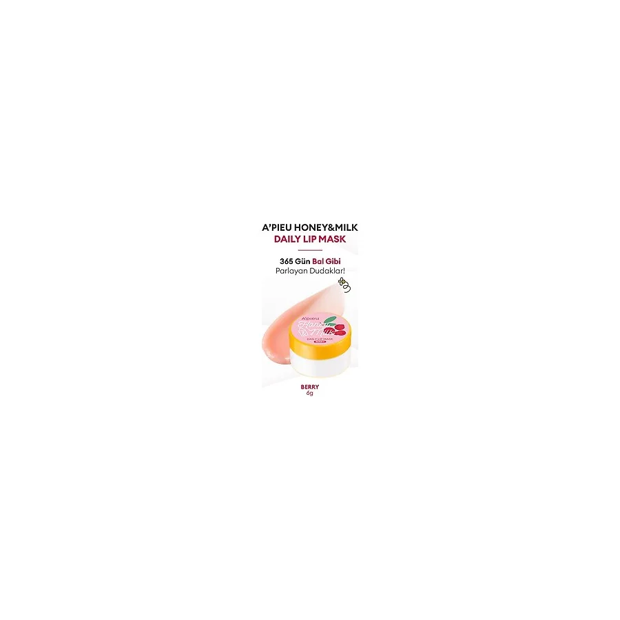 Bal ve Süt Özlü Besleyici ve Nemlendirici Dudak Maskesi A'PIEU Honey & Milk Daily Lip Mask (Berry)