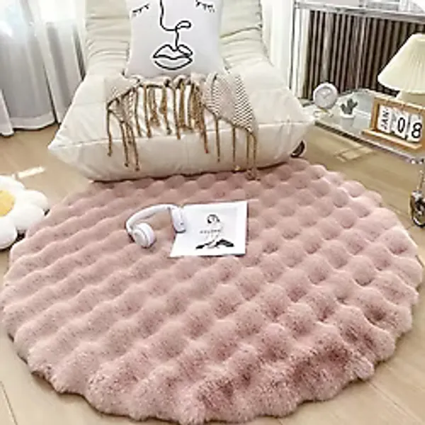 baladı home ev tekstil home collection yuvarlak tavşan peluş Tüyü halı peluş kürk çok yumuşak ithal