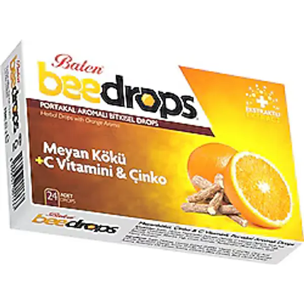 Balen Beedrops Meyan Kökü Çinko C Vitaminli ve Portakal Aromalı 24'lü Pastil