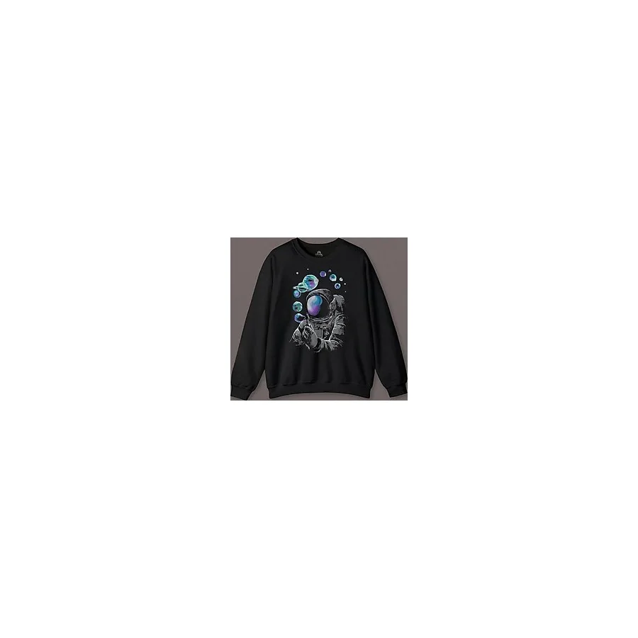 Baloncuk Köpük Tabancası Uzayda Astronot Cosmos Balon Baskılı Sweatshirt