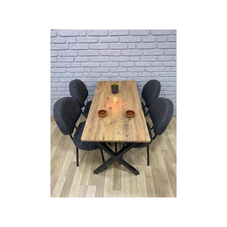 BAMBEDS MOBİLYA Masa Takımı, Yemek Masası, Mutfak Masası, Balkon Masası-60x120Çam 4 Sandalye Koyugri