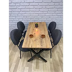 BAMBEDS MOBİLYA Masa Takımı, Yemek Masası, Mutfak Masası, Balkon Masası-60x120Çam 4 Sandalye Koyugri