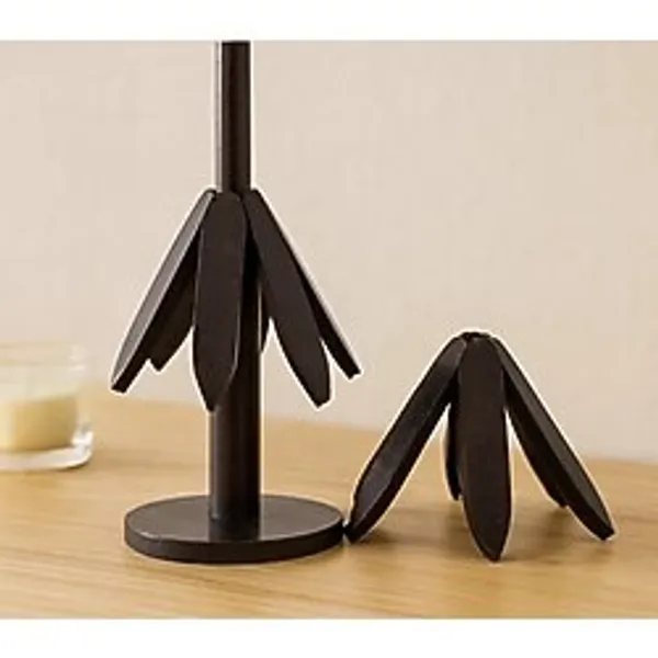 Bambu Ahşap Katlanır Nihale 20 Cm - Standlı, Yaprak Desenli (2'Li)