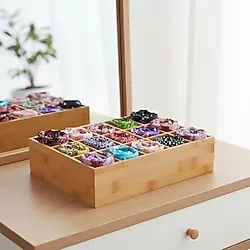 Bambu Çekmece Içi 15 Bölmeli Organizer Çok Amaçlı Takı, Saat, Çorap, Iç Giyim ve Kemer Düzenleyici Ahşap Organizer Kutu Masaüstü ve Çekmece Içi Takı, Saat ve Aksesuar Düzenleme Kutusu - standart