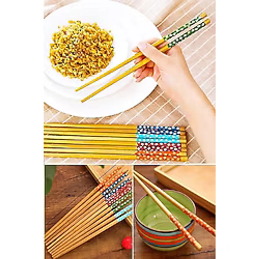 Bambu Chopstick Çubuk Yemek Çubuğu Yıkanabilir Tekrar Kullanılabilir (10 Çift- 20 Adet)
