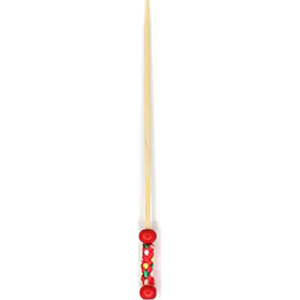Bambu Dekoratif Kırmızı Örgülü Kürdan 12 cm - 50 Adet
