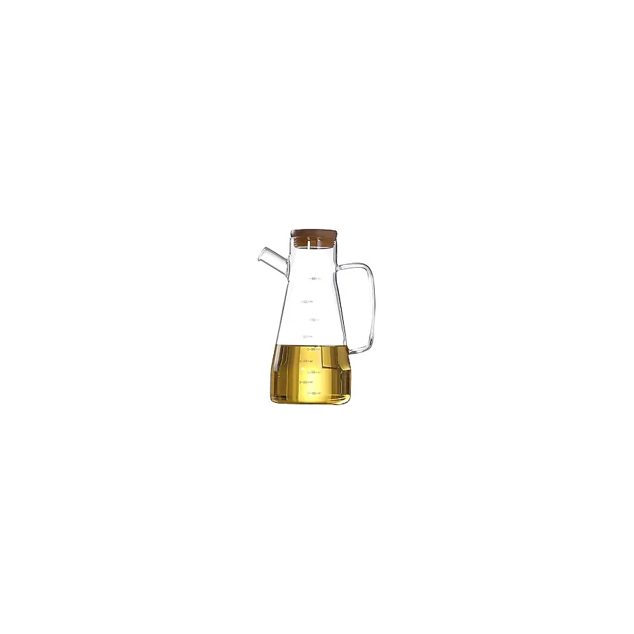 Bambu Kapaklı Borosilikat Cam Yağdanlık - 900 ML, Dayanıklı Vakumlu Kapaklı Cam Yağdanlık ve Sirkelik, Mutfak Kullanımı İçin