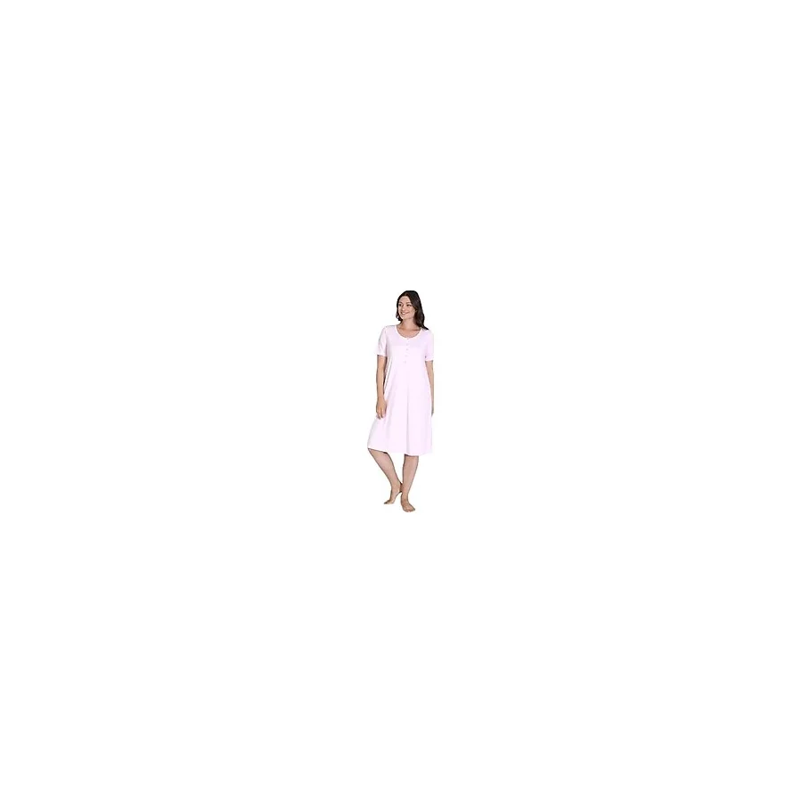 Bambu Kısa Kol Hamile Lohusa Gecelik Elbise 30280-30283 Pembe
