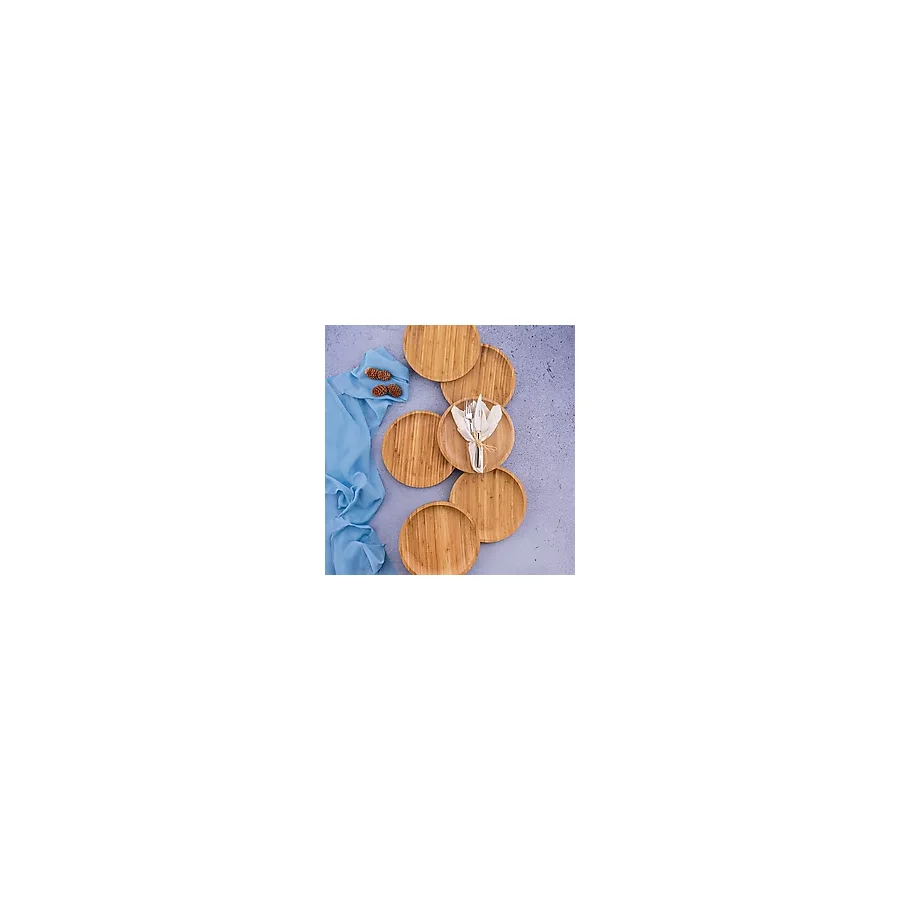 Bambum Emmy 6 Parça Bambu Pasta Tatlı Kahvaltı Tabağı Seti 20 cm