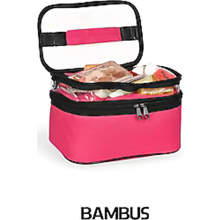 Bambus Home Kadın Makyaj Çantası Iki Geniş Bölmeli Askılı Katlanabilir Bakım Seyahat Organizer