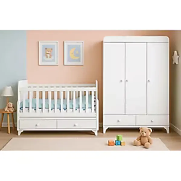 BANANA BABY VUBA BEBEK ODASI TAKIMI 3 KAPAKLI DOLAP VE ANNEYANI SALLANIR İKİ ÇEKMECELİ BEŞİK