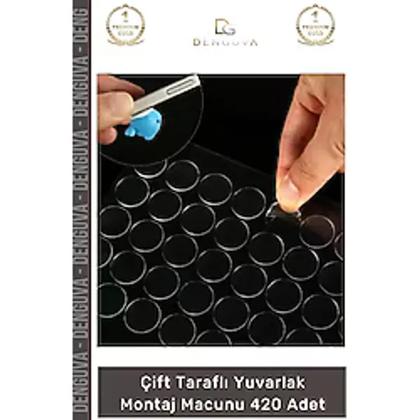 #Bant Nano Şeffaf Çift Taraflı Yapışkan Yuvarlak Akrilik Poster Takçıkar 420 Adet Montaj Macun