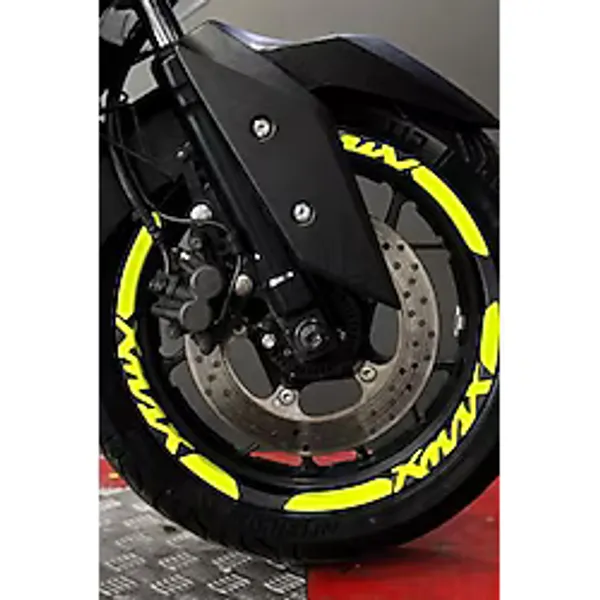 Banxtre Yamaha XMAX Motosiklet için 12 Parça Jant Şeridi Sticker Seti (2 Janta da Yeterli) (Neon Sarı)