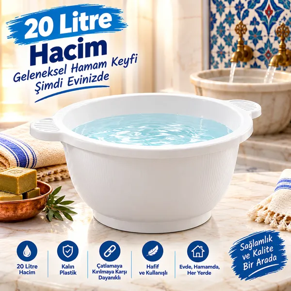 BANYO SU KOVASI 20 LT KALIN PLASTİK KÜVET CÜRÜN KURNA 1.KALİTE PLASTİK