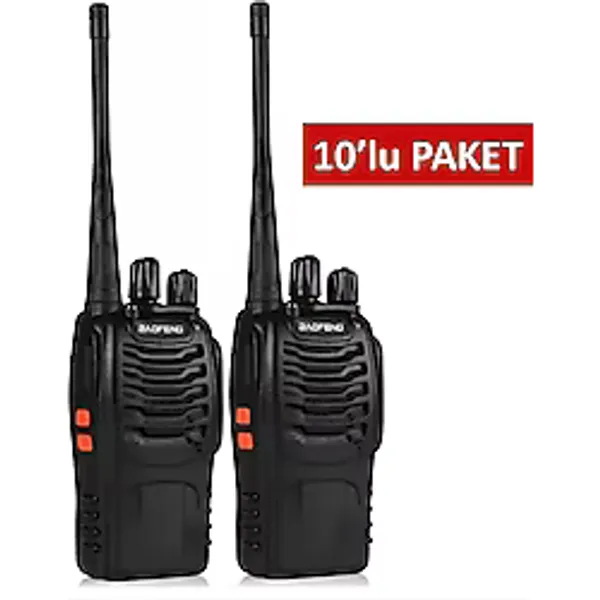 Baofeng BF-88E PMR 5W Çift Bantlı, 16 Kanal, Flaş Işıklı, Acil Durum Alarmı, Programlanabilir, Arama Kurtarma/Güvenlik/Haberleşme El Telsizi (10 Adet) (Kulaklık Dahil)
