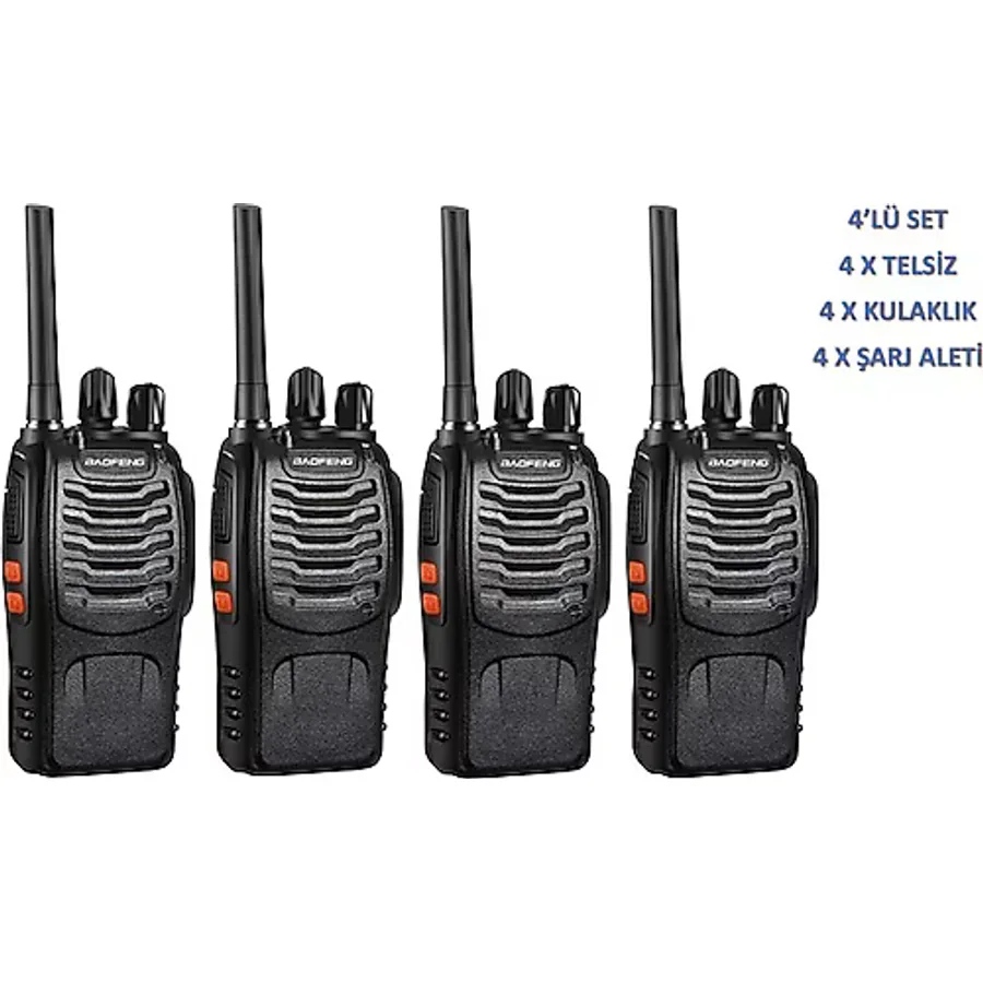 Baofeng BF-88E Pmr El Telsizi 4'lü Set (Kulaklıklı) - Dörtlü Paket