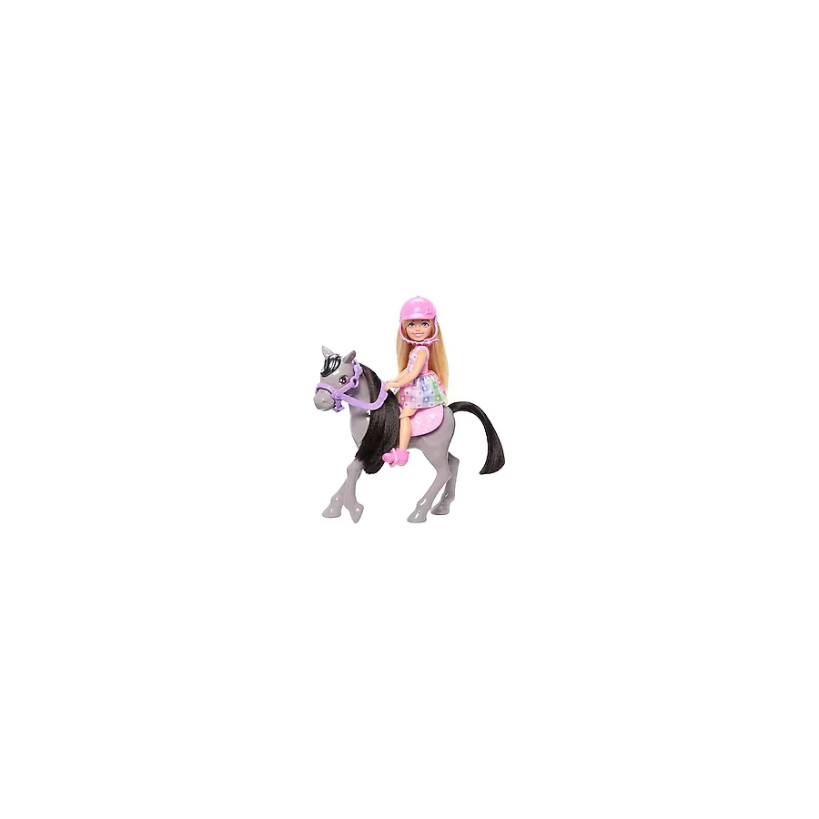 Barbie ChelseaTM Bebek Ve Midilli Barbie Chelsea Bebek Ve Oyuncak At Seti, Kask Aksesuarı Dahildir, Bebeğin Dizleri Midilliye Binmek İçin Bükülebilir Htk29 Küçük Bebek Ve At Binme Aksesuarları, +3 Ya