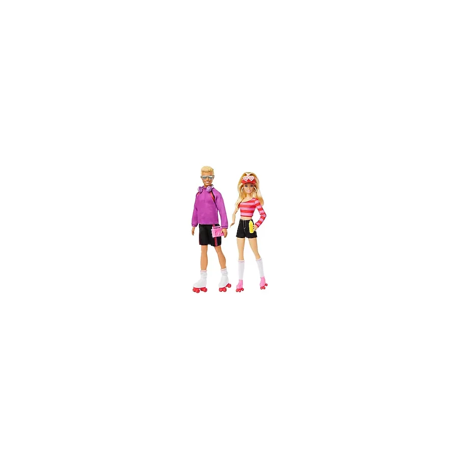 Barbie & Ken 65. Yıl Parti Bebek Seti 1980'ler Tarzında Patenli 6 Aksesuar ile Eğlenceli Oyun - Renkli