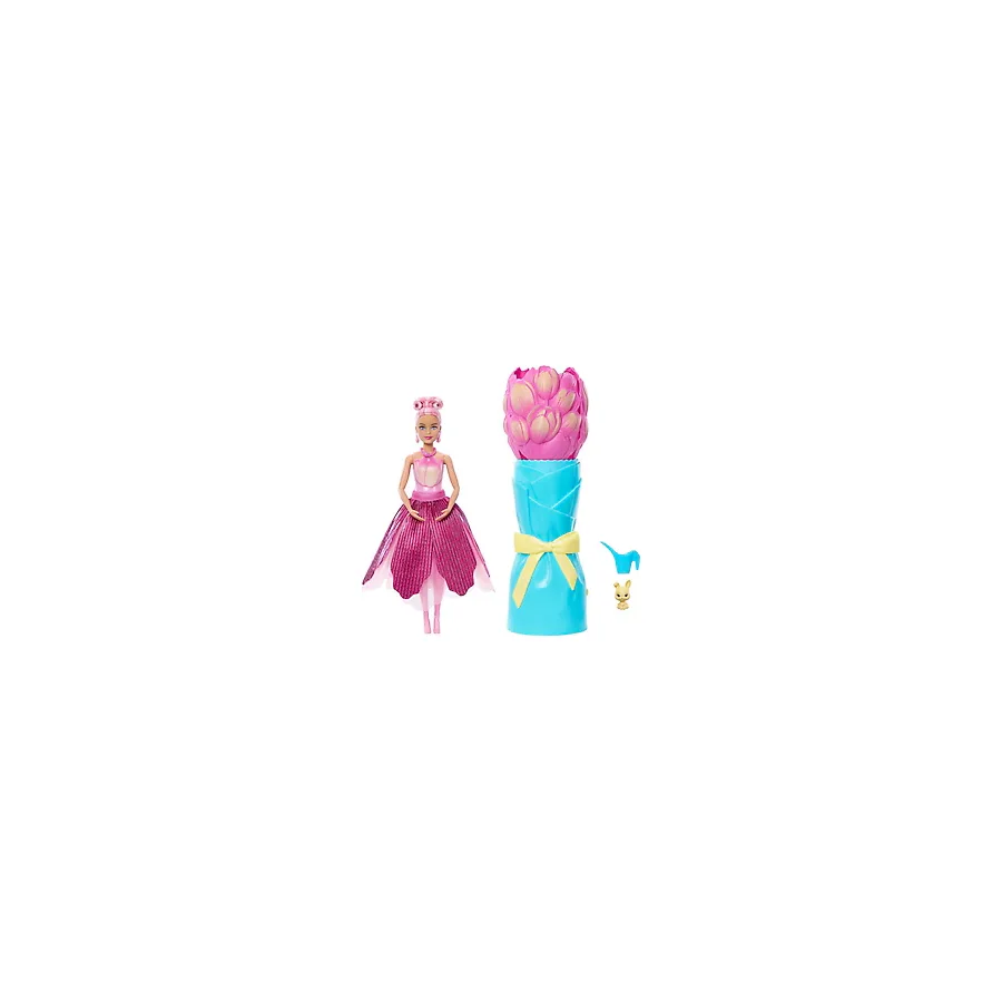 Barbie Petal Pop Serisi Mor Çiçek Elbiseli Bebek JMF58