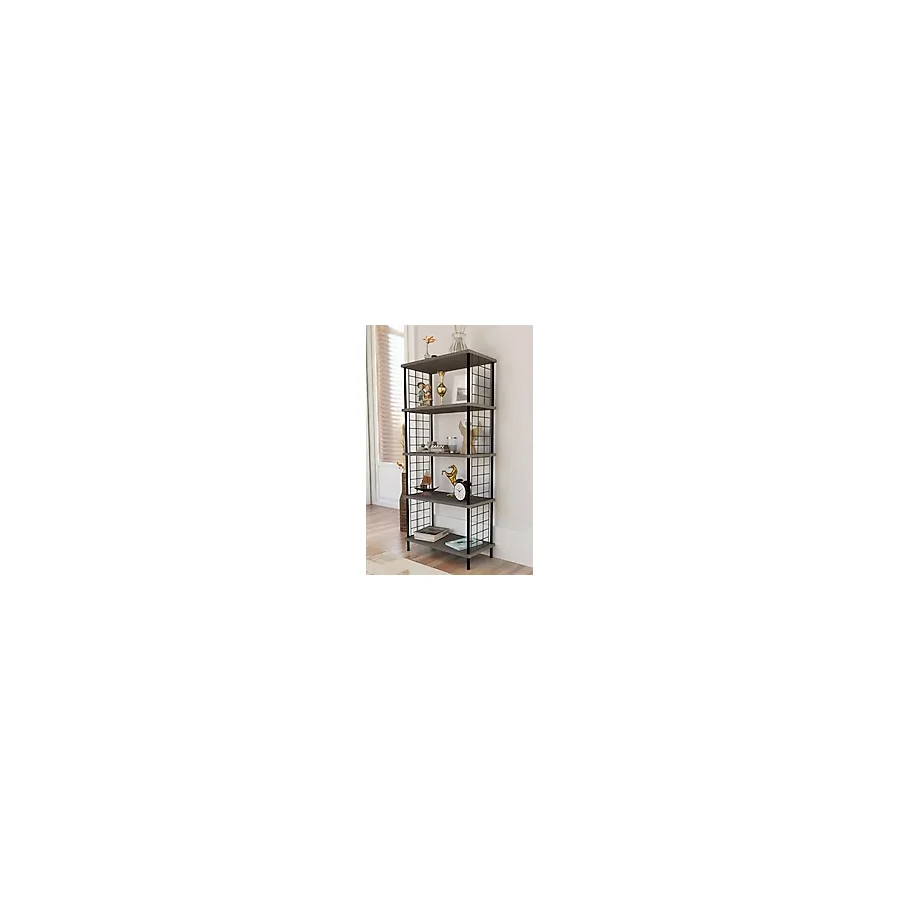 BARIN DESIGN 5 Raflı Telli Metal Kitaplık Salon,Ofis,Çalışma Odası Modern Düzenleyici Çevir Tak Kolay Kurulum Raf