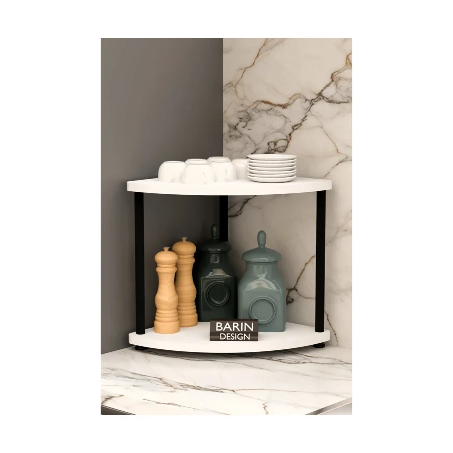 Barin Design Çift Katlı Çevir Tak Kahve Köşesi Raf Çok Amaçlı Mutfak Standı Mutfak Rafı