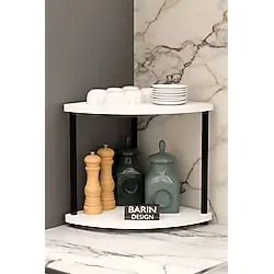 Barin Design Çift Katlı Çevir Tak Kahve Köşesi Raf Çok Amaçlı Mutfak Standı Mutfak Rafı