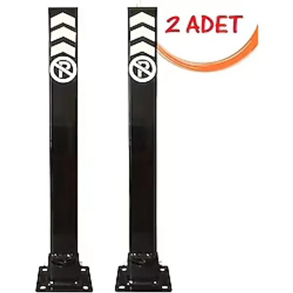 Bariyer Direği Kilitli Yatar Park Bariyeri Kişisel Katlanır Otopark Direk 60 Cm (2 Adet) Siyah