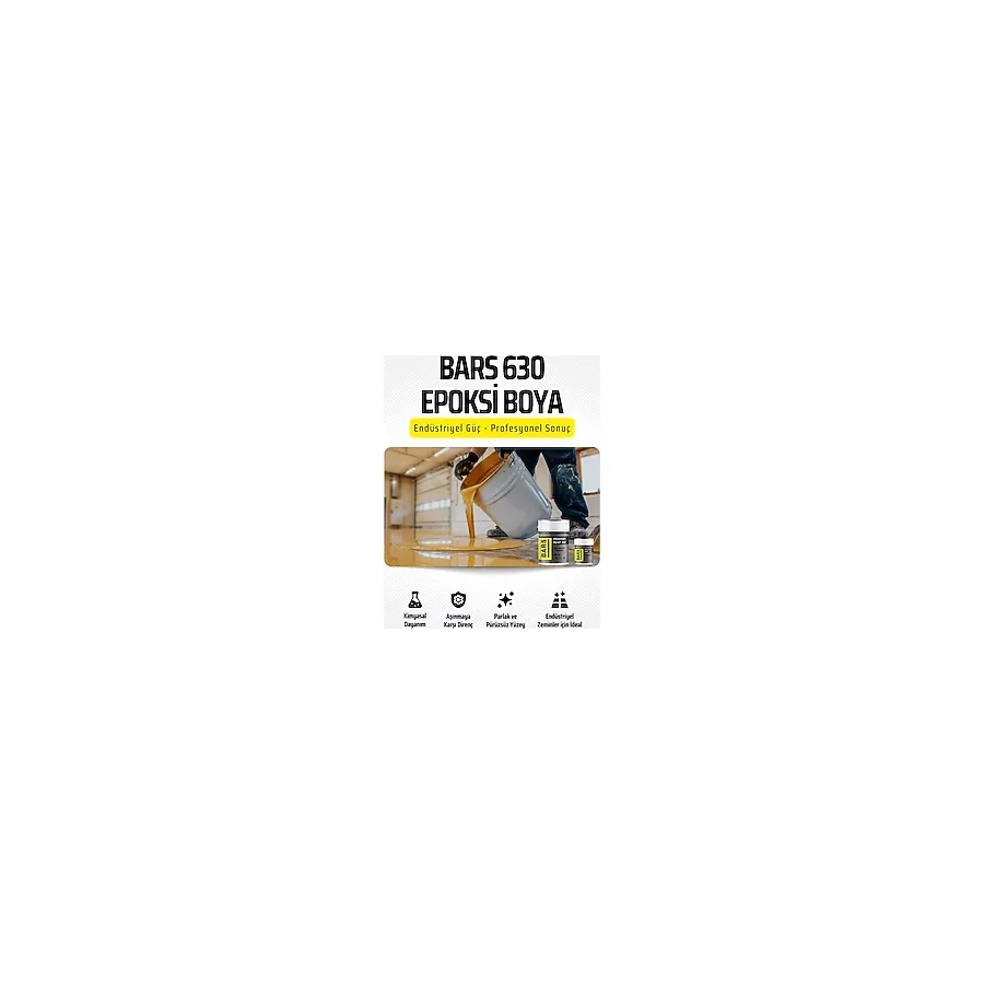 Bars 630 Epoksi Zemin ve Duvar Boyası - Solventsiz, Çift Bileşenli, Yüksek Dayanımlı Boya, İç Cephe İçin - 10 Kg - Ral: 5015 (Mavi)