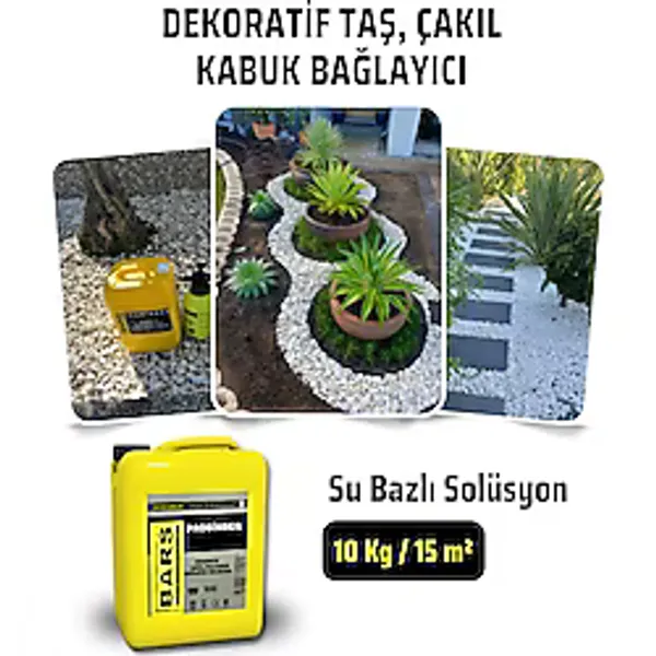 Bars Probinder Dekoratif Taş, Çakıl ve Kabuk Bağlayıcı Şeffaf Solüsyon - Dayanıklı ve Kolay Uygulama 10 Kg