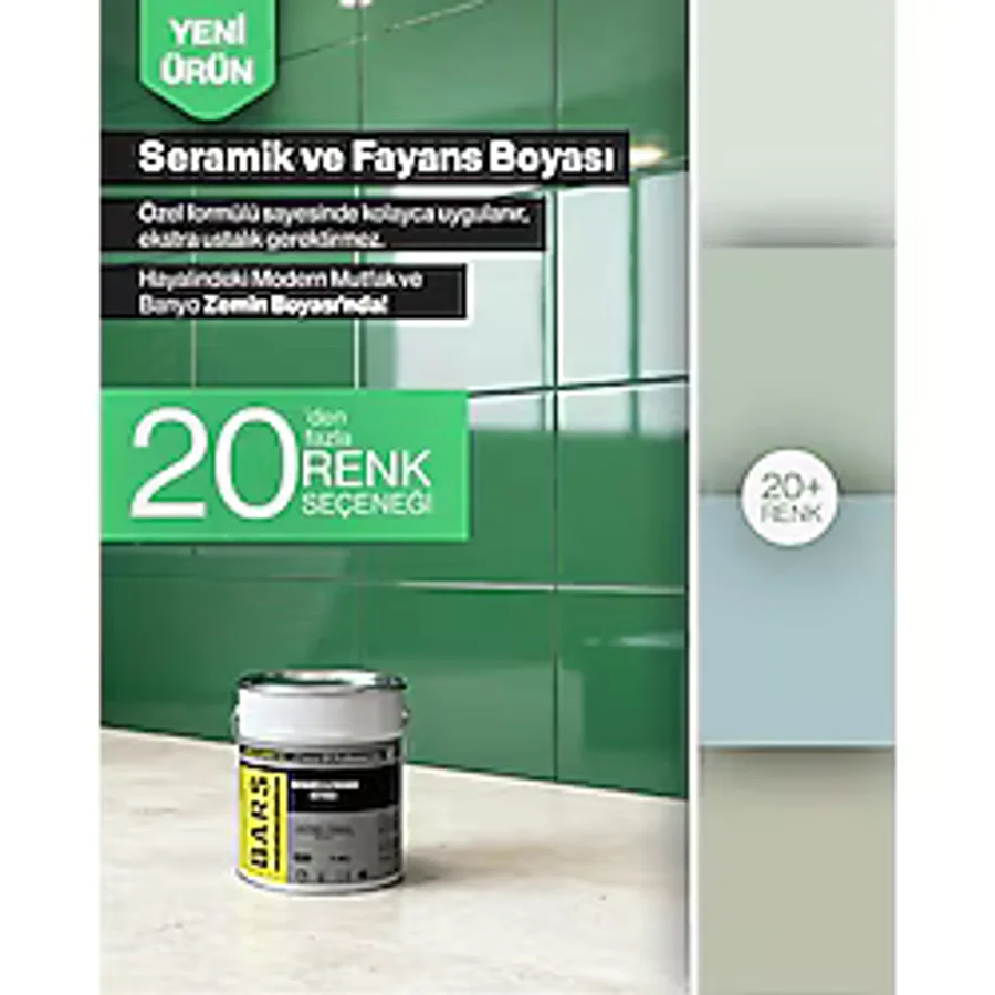 Bars Seramik & Fayans Boyası Iç Mekanlar Zemin ve Duvar Dönüşüm Boyası 5 kg (Renk: H-21 Portakal)