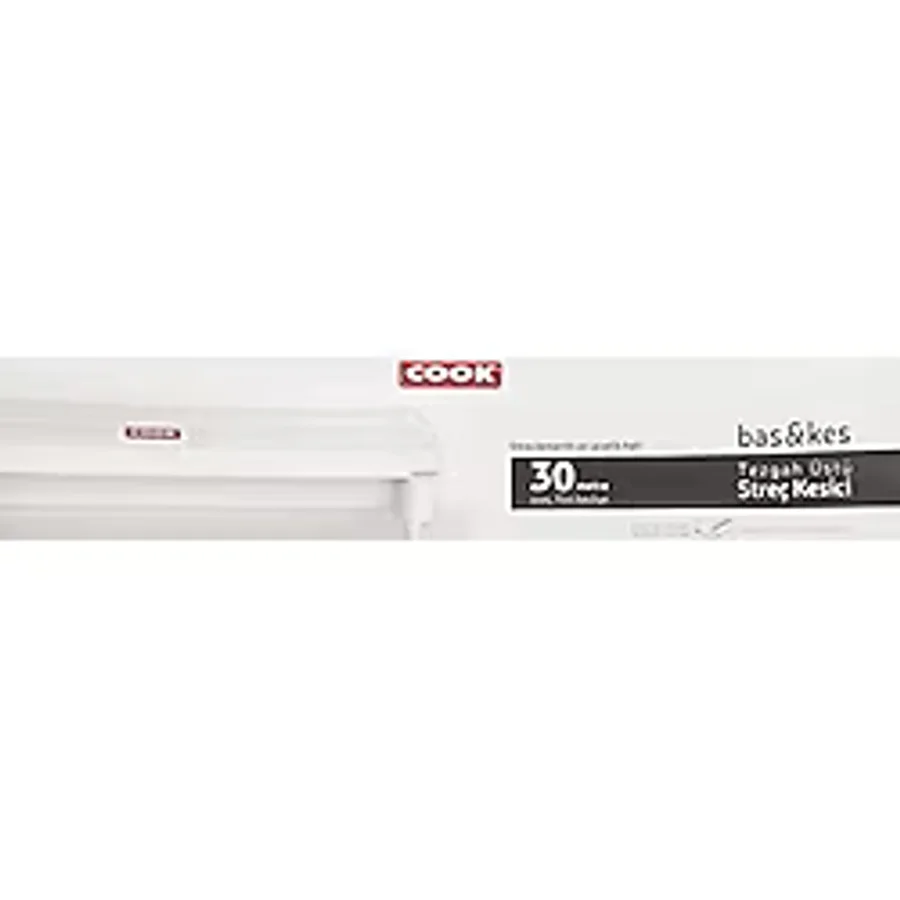 Bas&kes Streç Film Kesme Aparatı, 30 cm x 30 M, Beyaz - Ahşap