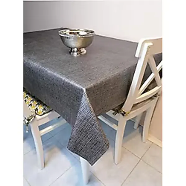 Başak Ev Tekstili(3536) Elyaflı Pvc Muşamba - Desenli Silinebilir Masa Örtüsü Siyah-140 x 140