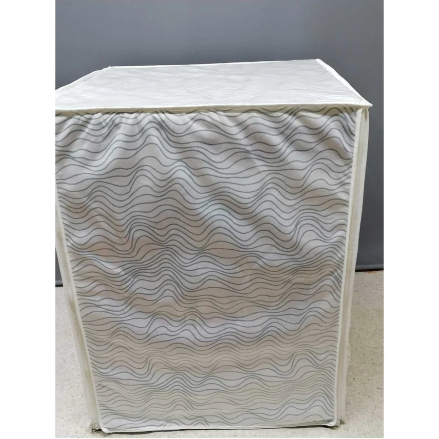 Başak Ev Tekstili Kumaş Dokulu Pvc Kaplı Su Geçirmez Çamaşır Makınesı Kurutma Makınesı Örtüsü - Beyaz - 62 x 62 x 82