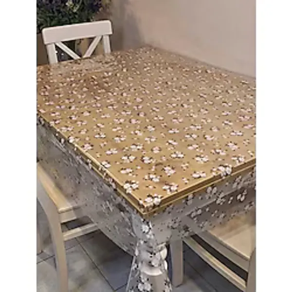 Başak Ev Tekstili Şeffaf 0.018 Mm Pvc Muşamba - Desenli Silinebilir Şeffaf Masa Örtüsü