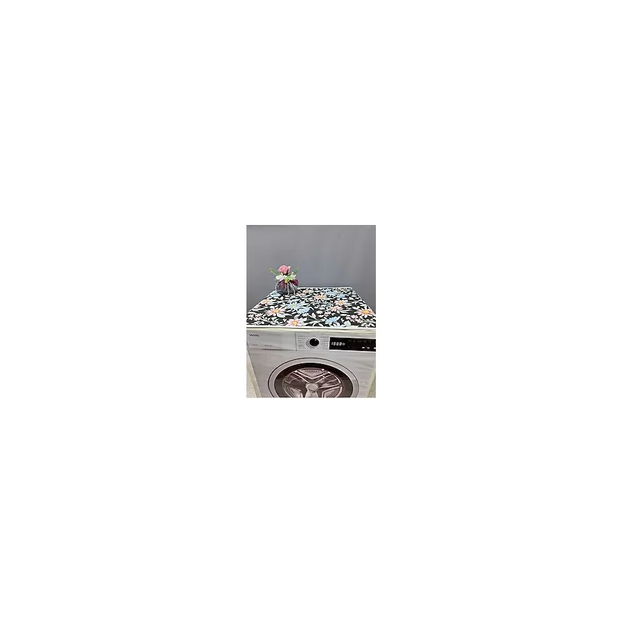 Başak Ev Tekstili Siyah Desenli Duck Kumaş Çamaşır ve Kurutma Makinesi Örtüsü 120X60CM - 62 x 62 x 82