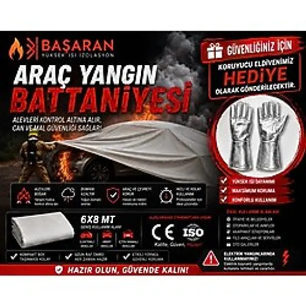Başaran Safety Başaran Yüksek Isı Araç Yangın Battaniyesi Isıya Dayanıklı Teknik Kumaş - 6X8 MT