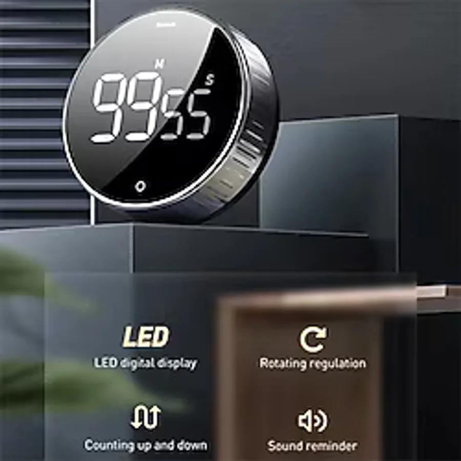 Baseus Heyo Rotation Countdown/manyetik Dijital Zamanlayıcı Çalar Saat