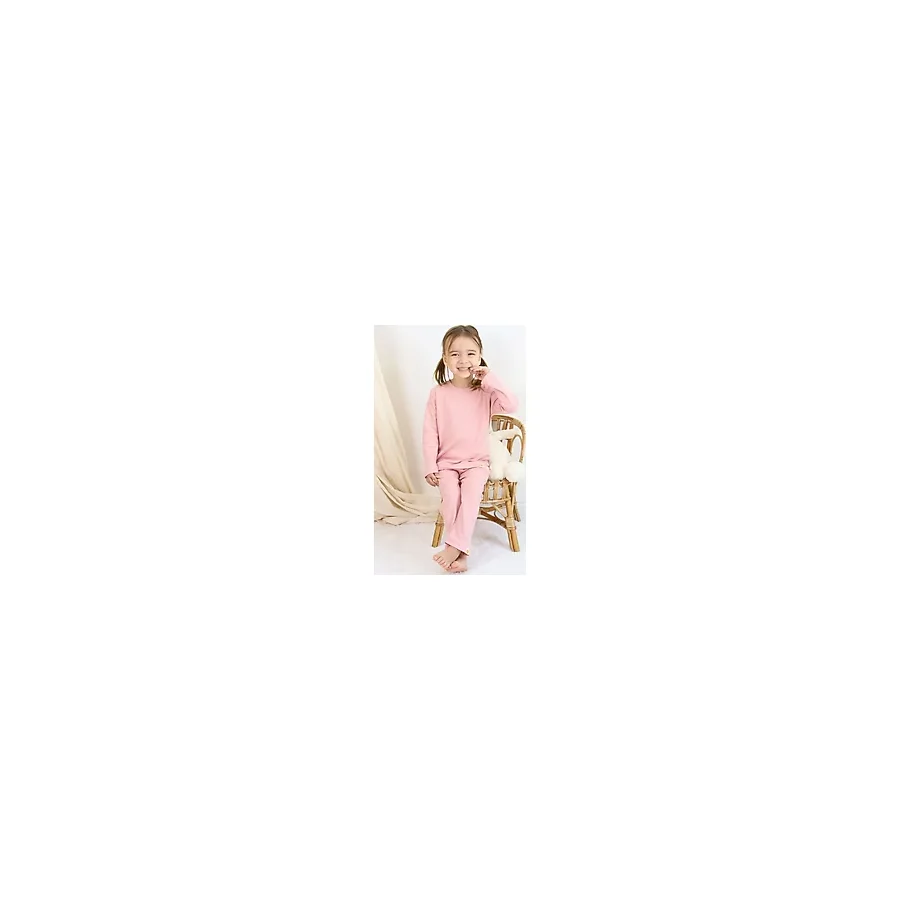 Basic Fitilli İnterlok Kumaş %100 Pamuk 1-5 Yaş Pudra Bebek Pijama Takımı