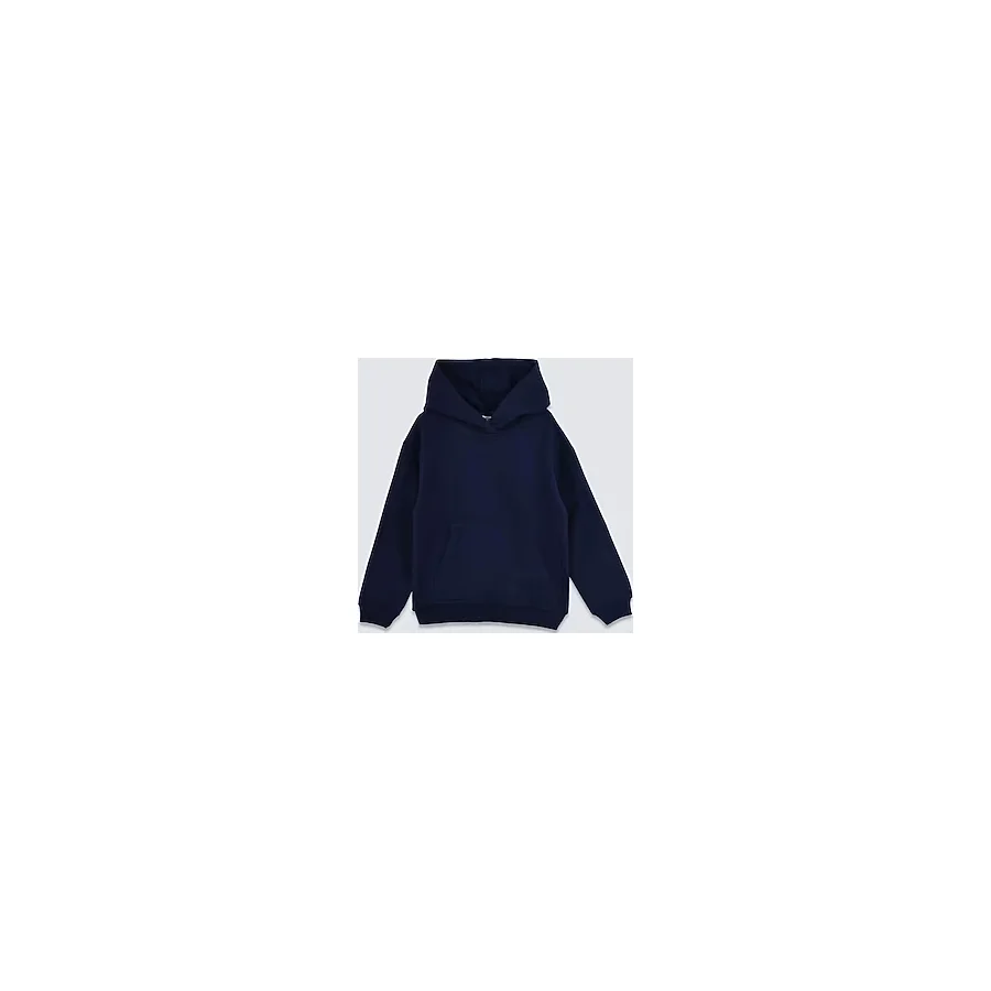 Basic Kapüşonlu Şardonlu Kanguru Cep Detaylı Çocuk Sweatshirt 3-10 Yaş Lacivert