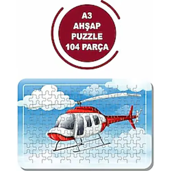 Baskı Atölyesi Helikopter A3 104 Parça Puzzle, Oyuncak, Yapboz A3Puz1055