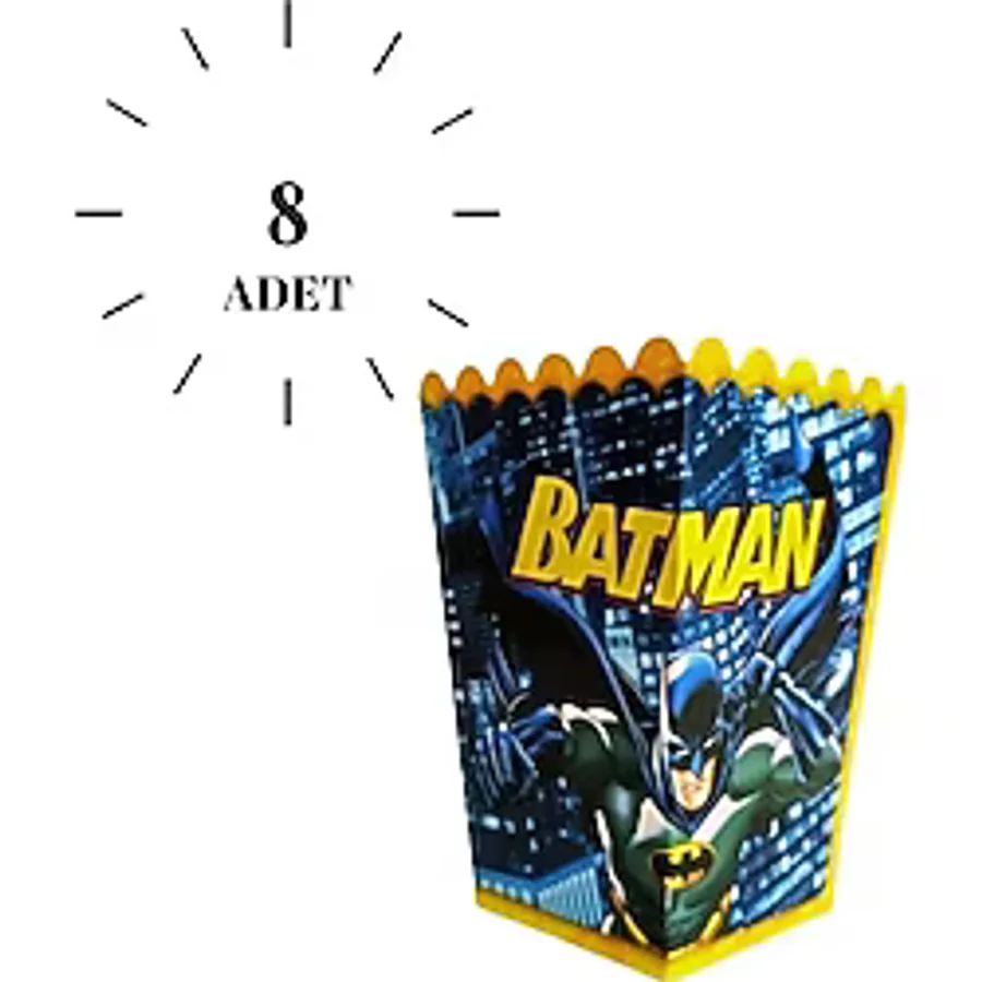 Batman 8'li Mısır Kutusu - Batman Doğum Günü Mısır Kutusu Popcorn