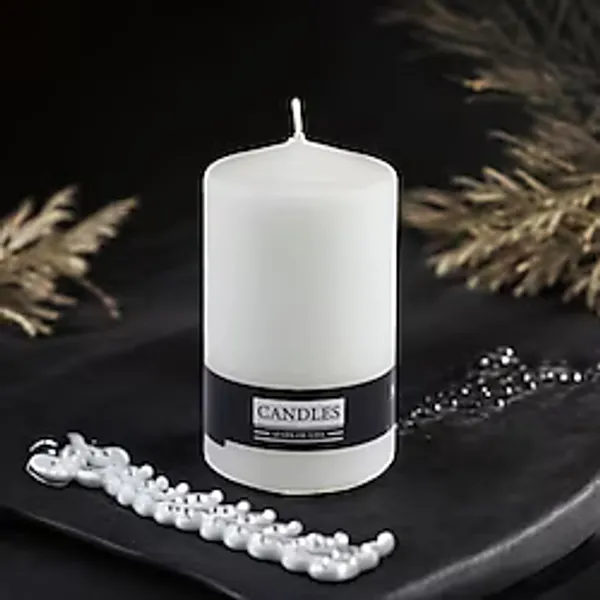 Baton Mum Beyaz Silindir Dekoratif Mumu Kandil Hediyelik Fitilli Mumlar Şamdan Kokusuz 6 X 10 Cm Beyaz