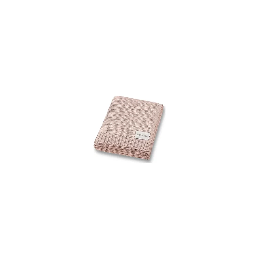 Battani.Co Kız Ve Erkek Bebek İçin Triko Örgü Bebek Battaniyesi 90cm X110cm Basics Pudra Pembe