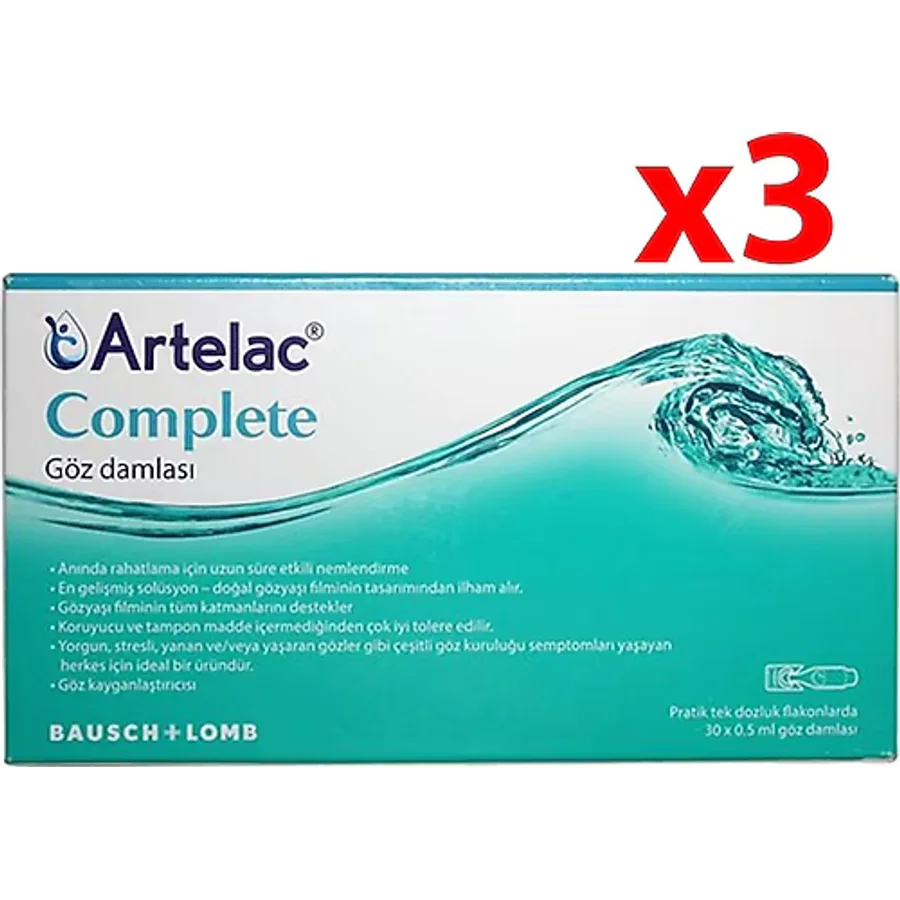 Bausch & Lomb Artelac Complete Göz Damlası 0.5 ml x 30'lu Flakon 3 Adet