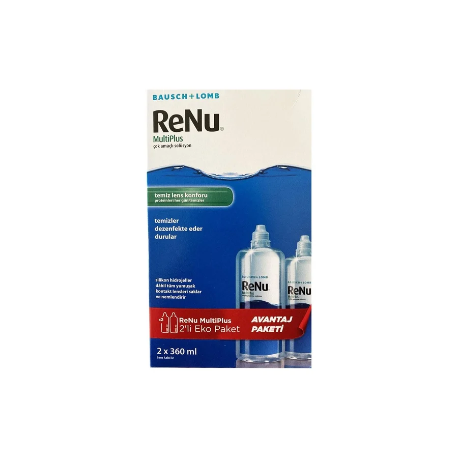Bausch + Lomb Renu Multiplus Çok Amaçlı Lens Solüsyonu 2 x 360 ml Temizleme ve Nemlendirme