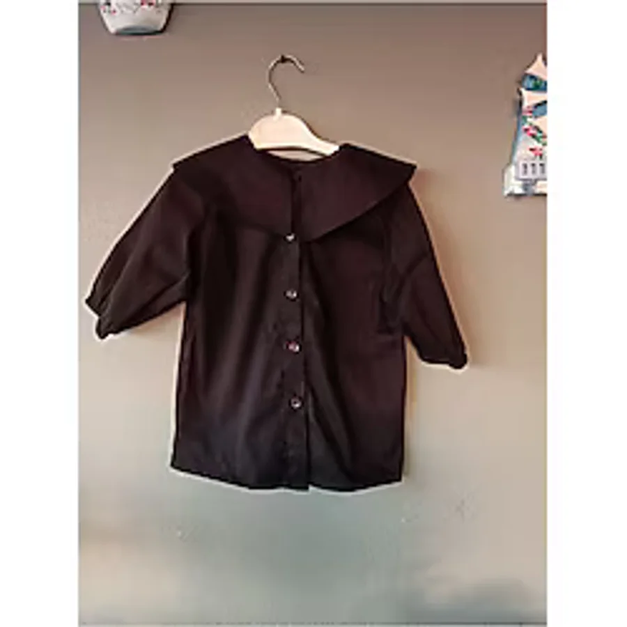 BAV Butik Ayvitrin Kız Çocuk Kısa Kollu Tasarım Yaka Gömlek Siyah