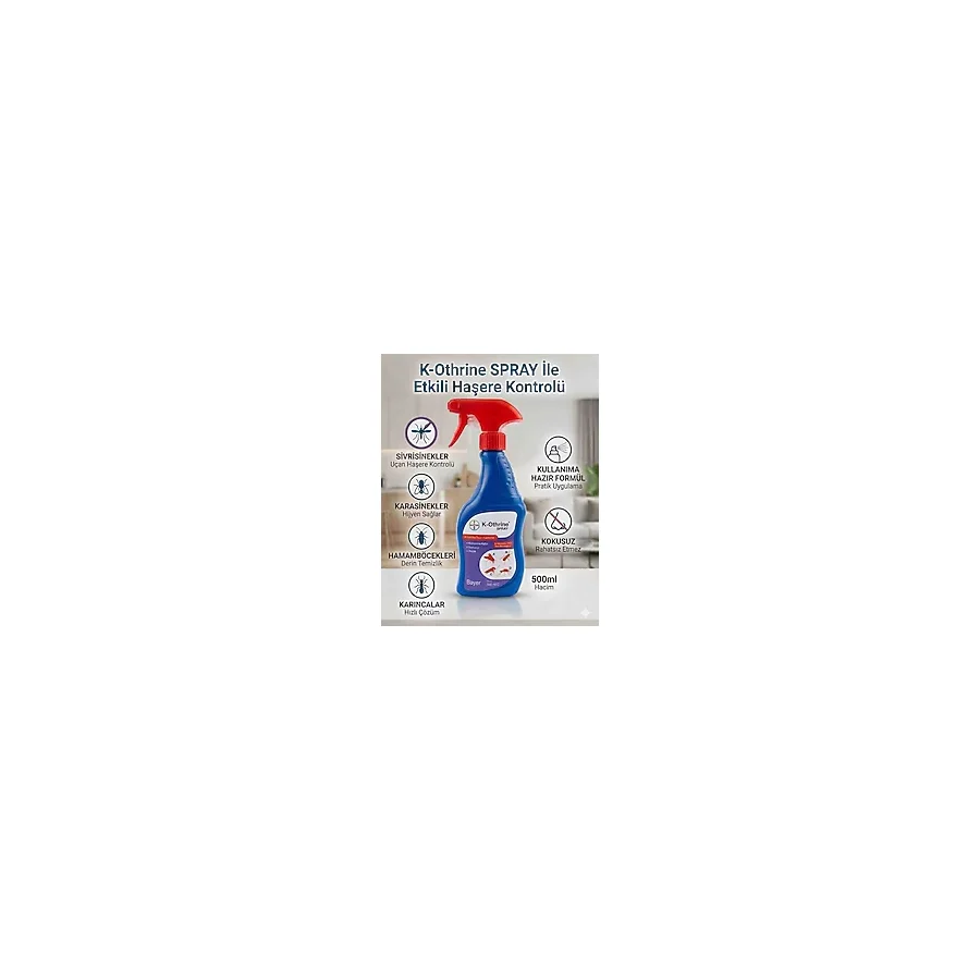 Bayer K-Othrine 500 ml Hazır Kullanım Haşere İlacı Sprey Hamam Böceği Karınca Sivrisinek ve Karasinek Etkili