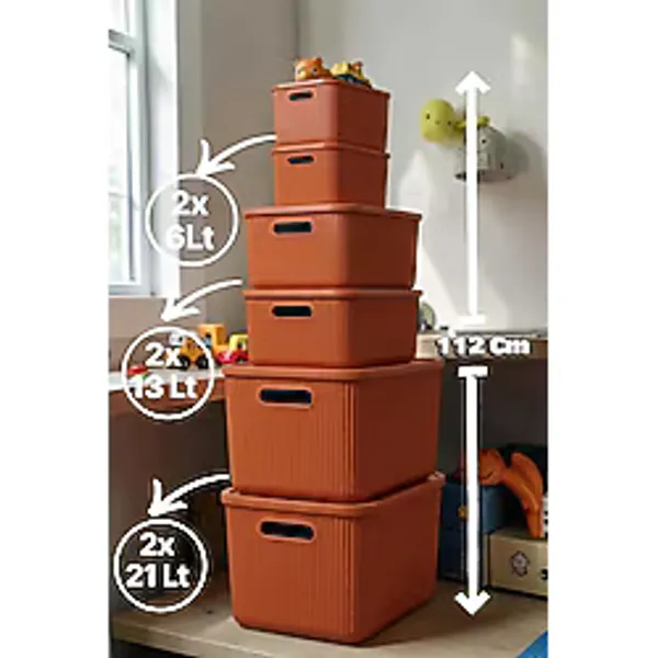 Bayev 6'Lı Set Colors Turuncu 2X6 2X13 2X21 Dolap İçi Düzenleyici Organizer Oyuncak Kutusu Kapaklı Saklama Kutusu Baza Altı Düzenleyici